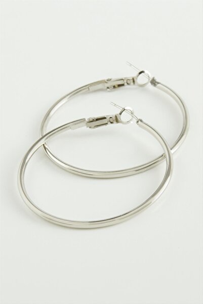 ZERO LAND أقراط دائرية معدنية LVSQVR مقاس 4 (152621) سم - لون فضي