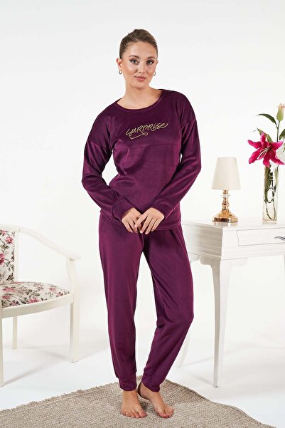 REMSA Women's Velvet Printed 2-Piece Set 25383 Plum