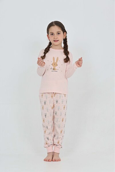 Toontoy Girl's Rabbit Printed Pajama Set