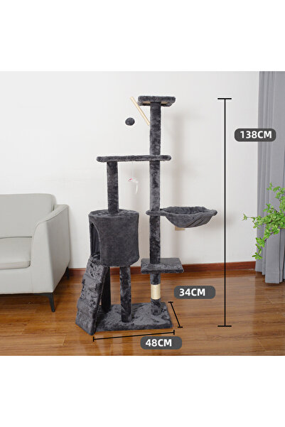 Sumkyle Cat Tree for Cats with Plush Big Hammock Cat Tower with Door Condo House 5-Tier Cat Shelves