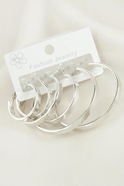 ZERO LAND Lvsqvr 6 Pieces Crushed Ring (153648) Earring-Silver Color