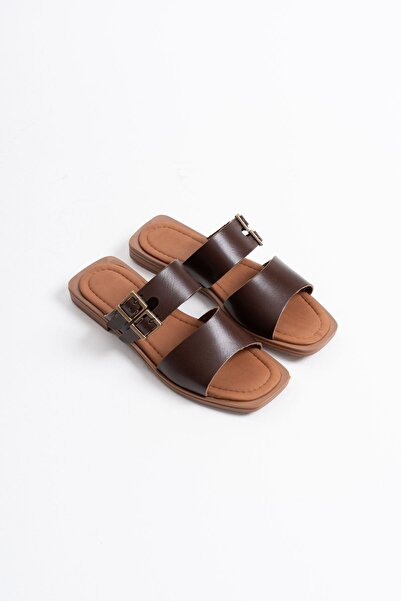 TRENDELLA Alessi genuine leather slippers in bitter coffee