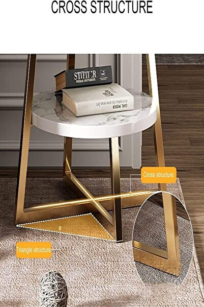 Twinkle Mart 2-Tier Side Table with Marble Pattern (HE-CF-010)