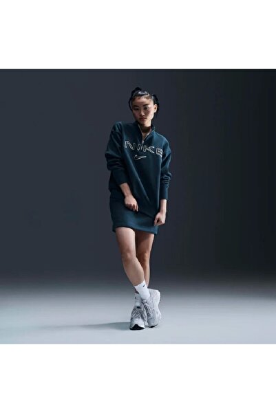 Nike Kadın Phoenix Fleece Yarım Fermuarlı Logolu Sweat Özel Seri Oversize Kesim