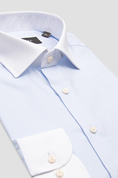 Abbate Ανδρικό πουκάμισο Grant Non Iron Oxford Cotton εφαρμοστό ανοιχτό μπλε κλασικό γιακά ανδρικό πουκάμισο