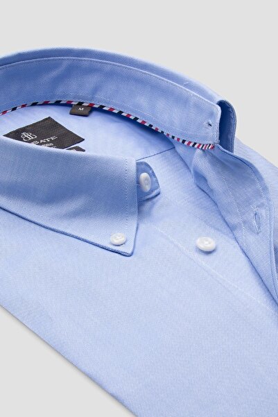Abbate Luca Oxford Бавовняна сорочка Comfort Fit світло-синього кольору з ґудзиками на комірі для чоловіків