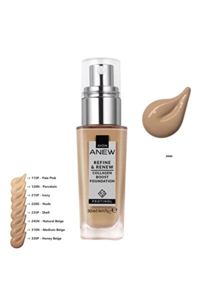 AVON Anew Refine & Collagen Boost Foundation, Avon, 245N - Beige, 30 ml