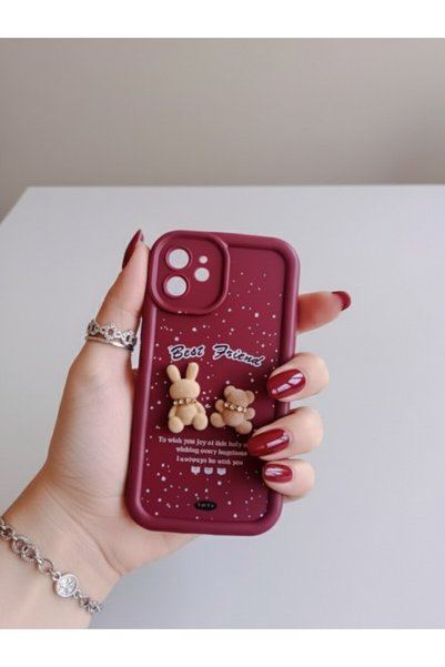 kılıfınbenden iPhone 12 Teddy Bear and Rabbit Case Model