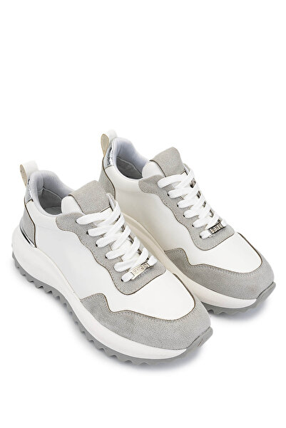 Tamer Tanca Women's Faux Leather White/Grey/Lame Sneakers & Sports Shoes