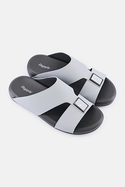 Algspar Men 2 Strap Slip On Arabic Sandals, Grey