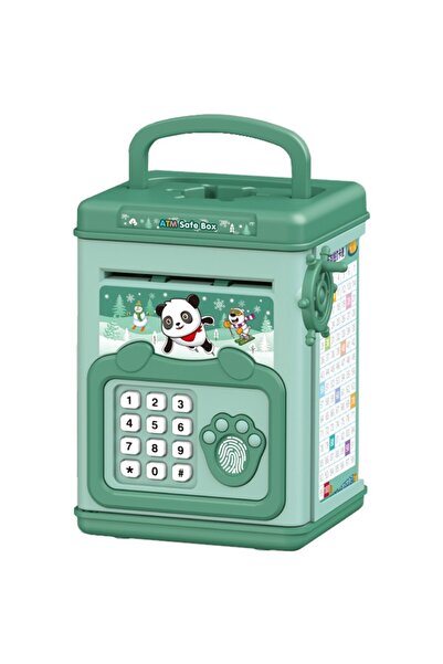 dalip Pușculiță pentru copii, SMART BOX, ATM cu sunet, parolă și amprentă, plastic, verde