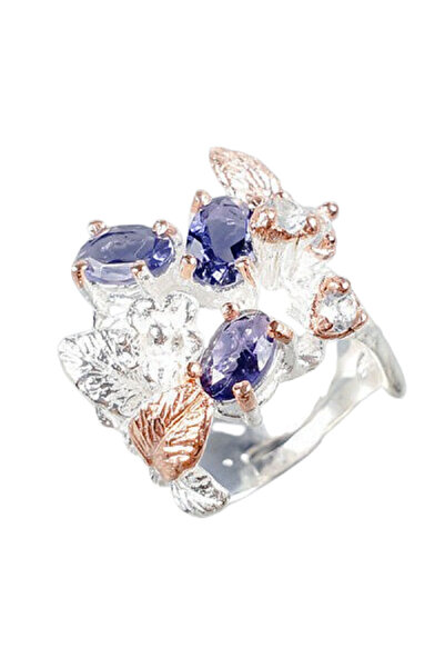 FashionBijoux 925 silver ring with iolite and topaz