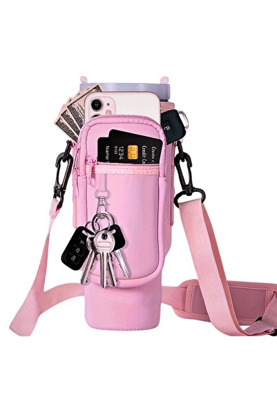 Store Quencher Pipetli 1.18 Lt Termos Kılıfı Omuz Askılı Termos Çanta Fermuarlı Cepli Kılıf Çanta