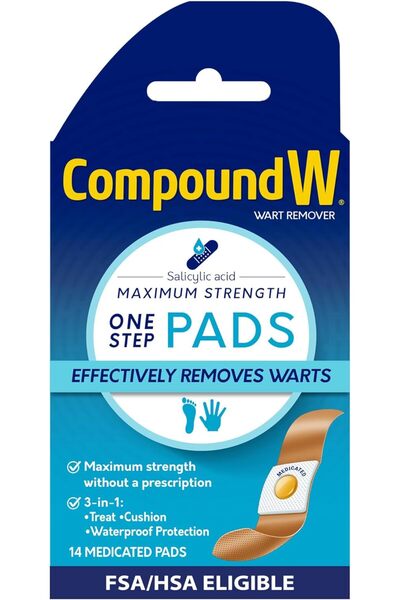 Compound W ضمادات إزالة الثآليل فائقة القوة بخطوة واحدة - عبوة من 14 قطعة