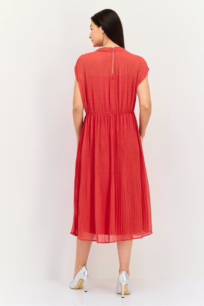 Great Plains Women Textured Casual Midi Dress, Red