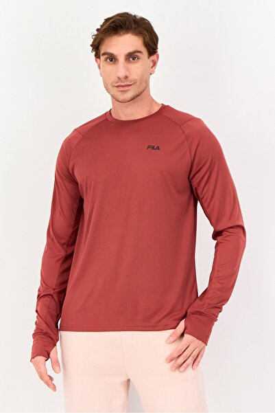 FILA Men Sportswear Fit Long Sleeve Training T-Shirt, Rust