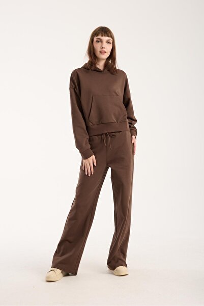 Store 100% Cotton Wide Leg Lace-Up Women's Trousers/Sweatpants