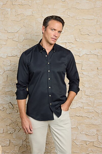 RUFELLI Kadife Görünümlü Pamuklu Slim Fit Erkek Gömlek