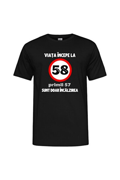 T&M Personalizare Tricou personalizat - Viața începe la 58 de ani, bumbac, XS...