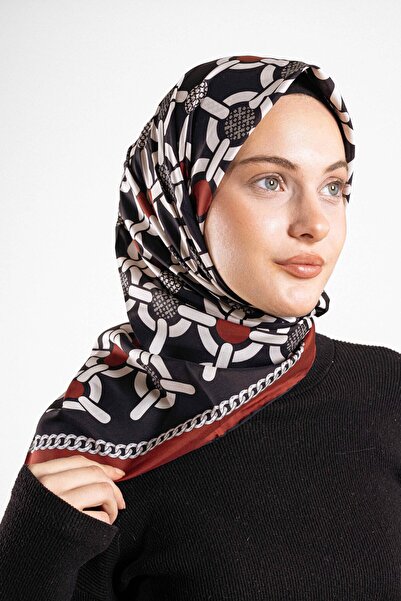 Akel Patterned Silky Alfa Silk Scarf – Soft Texture, Easy to Shape, 95X95 Women's Scarf