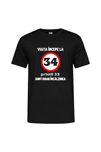 T&M Personalizare Tricou personalizat - Viața începe la 34 de ani, bumbac, XS...