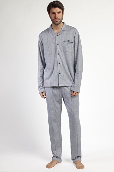 AYYILDIZ 63796 Erkek Gri Ekose Pijama Takımı