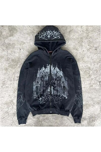 harmony factory Black Gothic Castle Hooded Cardigan
