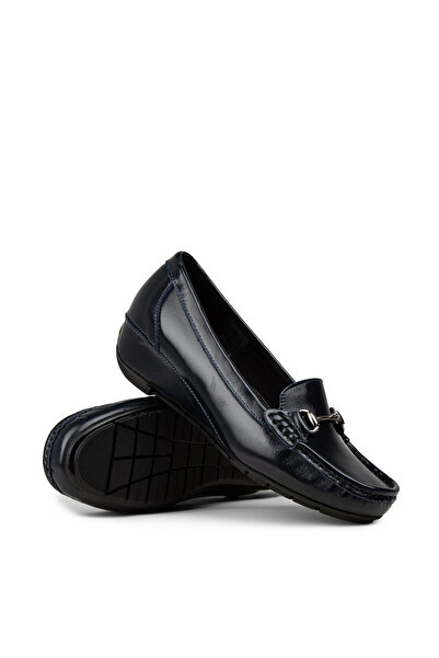 Deery Women's Genuine Patent Leather Navy Blue Casual Shoes