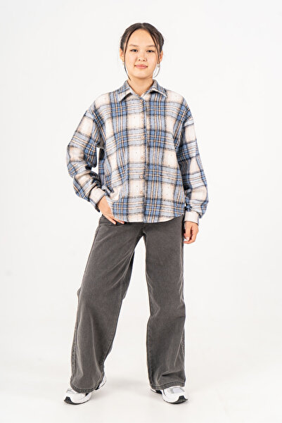 GİYİCEM TEKSTİL قميص فارمر منقوش ذو ملمس ناعم للفتيات 3172