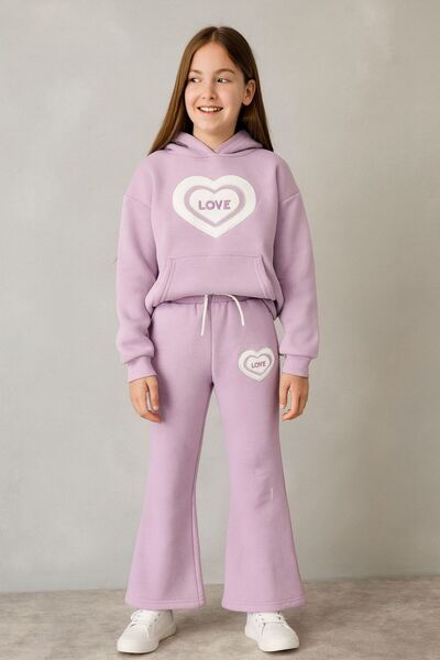 GMG Baby Girl Child Hooded , Flared Three-String Bottom-Up Set - Gift