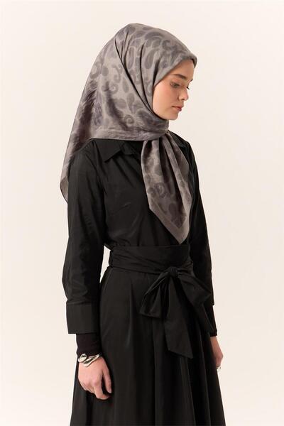 Silk Home وشاح فيلورا مخلوط بالفسكوز، رمادي مدخن، منقوش، ناعم الملمس، مقاس 90x90