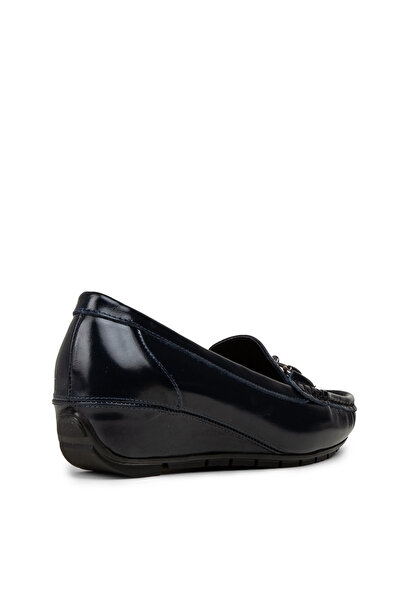 Deery Women's Genuine Patent Leather Navy Blue Casual Shoes