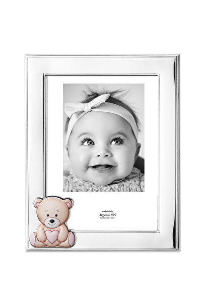 ClassGifts Silver Photo Frame Babies Boots 13×18 cm Pink