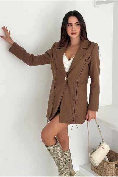 Butik Şenel Bird's Eye Detailed Short Cashmere Coat