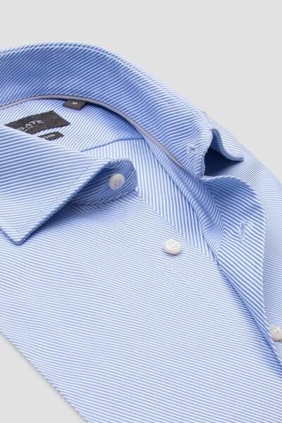 Abbate Ανδρικό ριγέ πουκάμισο Marco Dobby Cotton εφαρμοστό γαλάζιο κλασικό γιακά