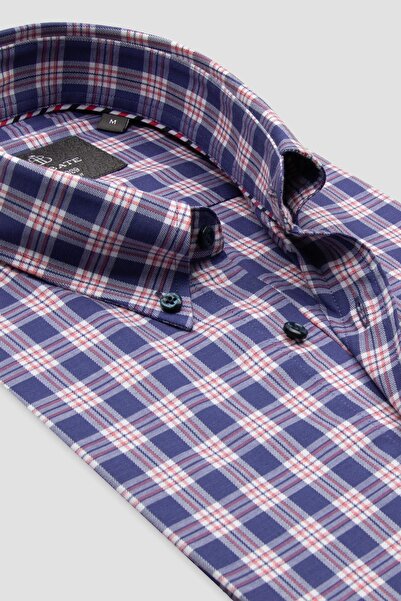 Abbate Luca Flanel Lyocell Comfort Fit Синя сорочка з ґудзиками та коміром для чоловіків