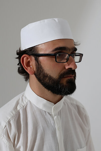 ihvan online Elif Vav Embroidered Mold Prayer Mat - White