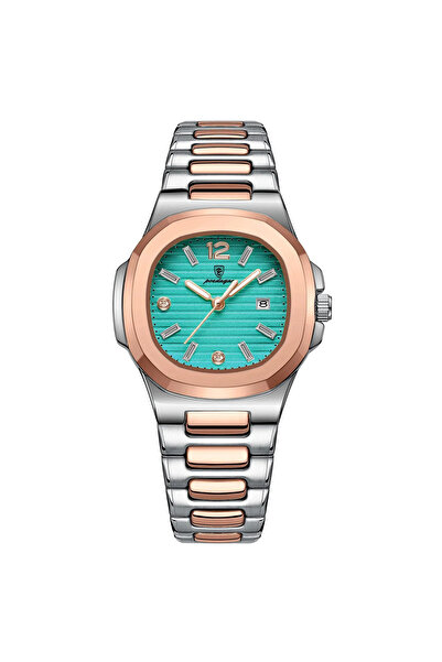 POEDAGAR Ceas de damă cuarț analogic la modă, index luminos, dată, argintiu a...