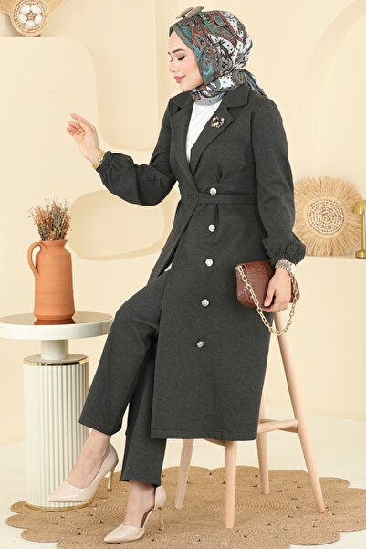 ModaMerve Belden Kuşaklı Tivit Takım 2747SL432-MS Haki