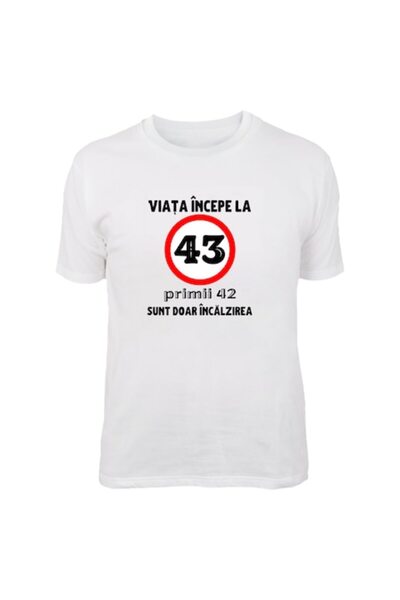 T&M Personalizare Tricou personalizat - Viața începe la 43 de ani, bumbac, XS...