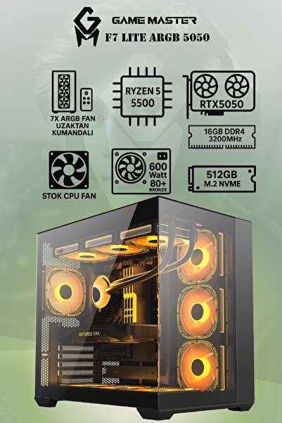 GM Game Master F7 Lite ARGB RTX5050 Ryzen 5 5500 CPU 16GB DDR4 RAM 512GB M.2 ...