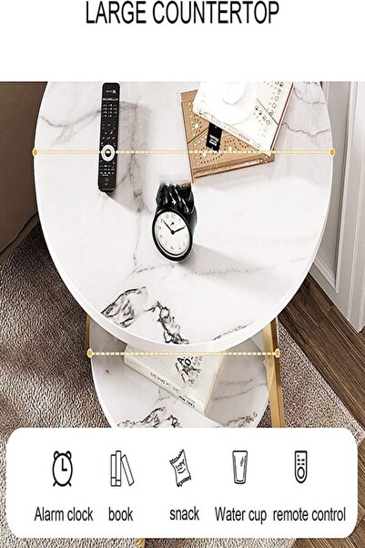 Twinkle Mart Small Round Side Table, Sofa Bedside Table (60x60cm)