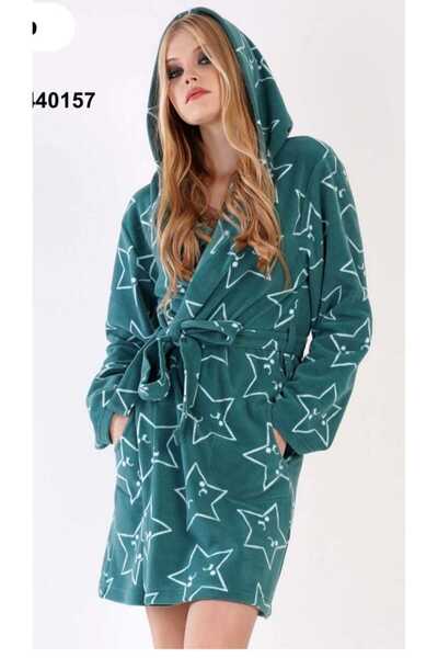 Pimody Women's Polar Hooded Dressing Gown