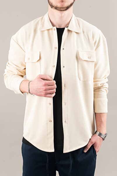 bombe Men's Slim Fit Corded Fabric Scuba Shirt