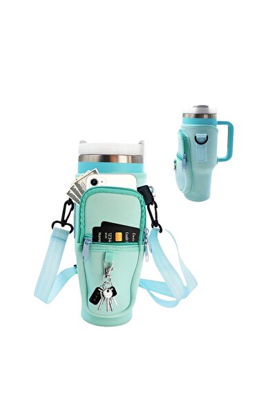 Store Quencher Pipetli 1.18 Lt Termos Kılıfı Omuz Askılı Termos Çanta Fermuarlı Cepli Kılıf Çanta