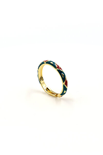 Sose Moda Zigzag Patterned Colorful Enamel Ring – Modern and Vibrant Design