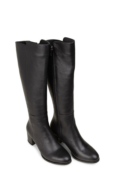 Deery Women's Genuine Leather Black Zippered Boots