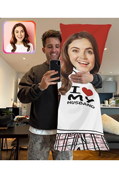 EJOYA Kişiye Özel Fotoğraflı Sarıl Bana I Love My Wife - Husband Yastık 116201