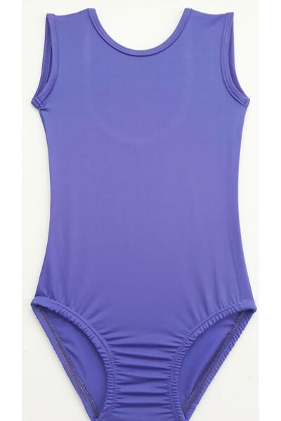 LULLY KİDS Kız Çocuk Mor Kolsuz Cimnastik Bale Antreman Mayosu