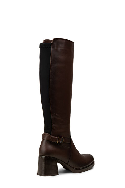 Deery Women's Brown Genuine Leather Zippered Boots